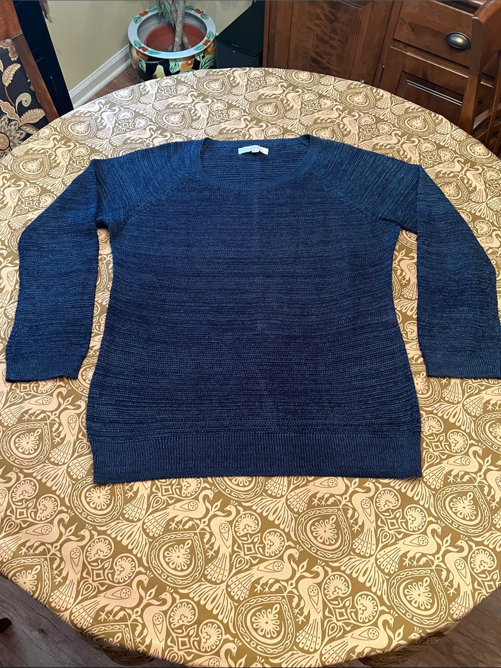 LOFT Navy & Blue Knit Crewneck Pullover Sweater